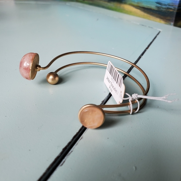 Jetson Gold Tone Double Wire Bracelet Pink - Picture 3 of 7